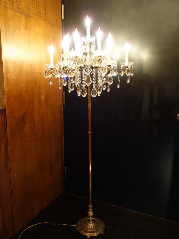 スペイン製真鍮シャンデリア、置き型シャンデリア、シャンデリアスタンド、フロアランプシャンデリア　LCF 0084（2）