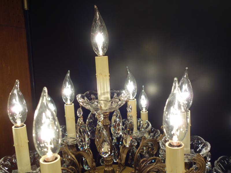 スペイン製真鍮シャンデリア、置き型シャンデリア、シャンデリアスタンド、フロアランプシャンデリア　LCF 0084（5）