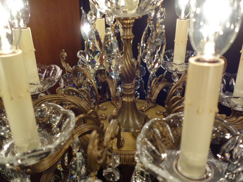 スペイン製真鍮シャンデリア、置き型シャンデリア、シャンデリアスタンド、フロアランプシャンデリア　LCF 0084（6）