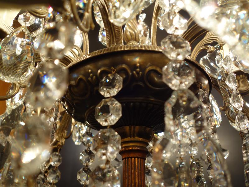 スペイン製真鍮シャンデリア、置き型シャンデリア、シャンデリアスタンド、フロアランプシャンデリア　LCF 0084（7）