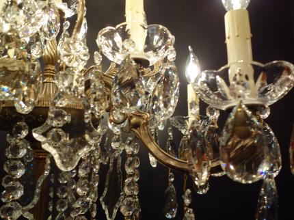 スペイン製真鍮シャンデリア、置き型シャンデリア、シャンデリアスタンド、フロアランプシャンデリア　LCF 0084（C3）