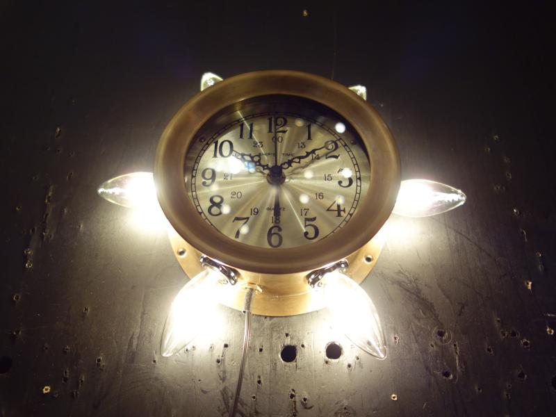 ウォールランプ　アンティーク・ヴィンテージ　LCB 0631　gold wall clock lamp 6灯（2）
