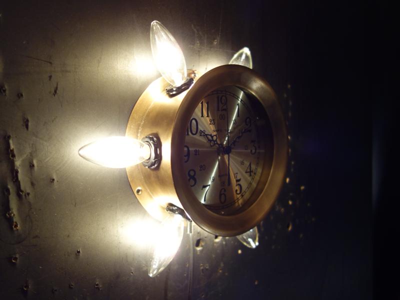ウォールランプ　アンティーク・ヴィンテージ　LCB 0631　gold wall clock lamp 6灯（3）