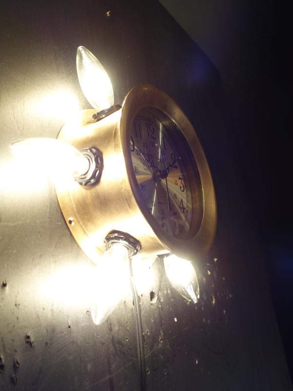ウォールランプ　アンティーク・ヴィンテージ　LCB 0631　gold wall clock lamp 6灯（4）
