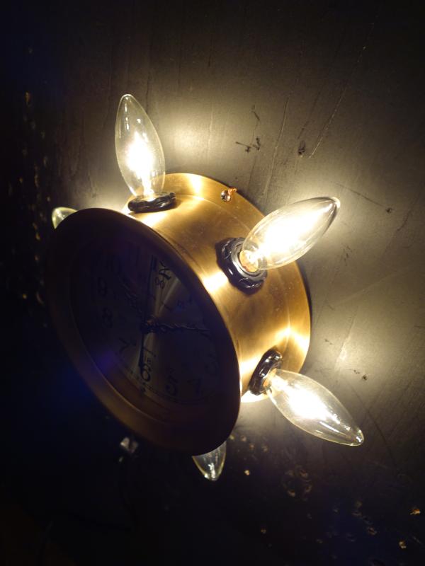 ウォールランプ　アンティーク・ヴィンテージ　LCB 0631　gold wall clock lamp 6灯（5）