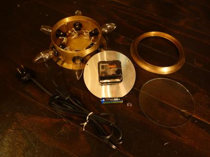 ウォールランプ　アンティーク・ヴィンテージ　LCB 0631　gold wall clock lamp 6灯（C1）