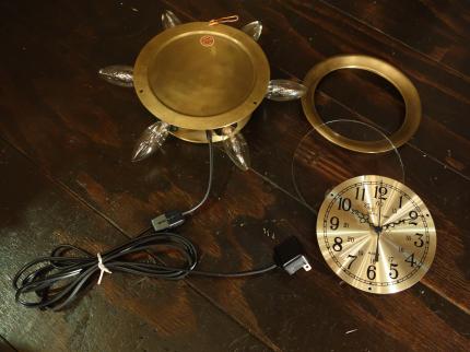 ウォールランプ　アンティーク・ヴィンテージ　LCB 0631　gold wall clock lamp 6灯（C2）