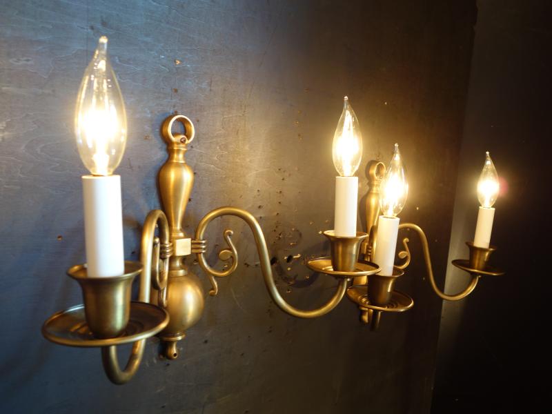 ウォールランプ　アンティーク・ヴィンテージ　LCB 0639　Italian brass wall lamp 2灯 2P SET（3）