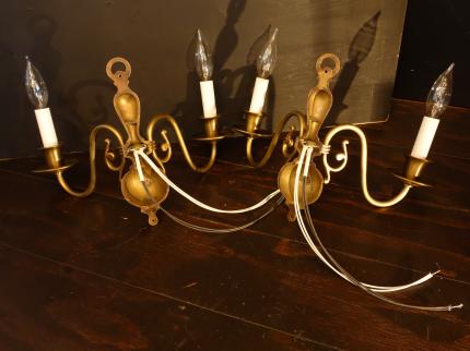 ウォールランプ　アンティーク・ヴィンテージ　LCB 0639　Italian brass wall lamp 2灯 2P SET（C1）