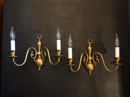 ウォールランプ　アンティーク・ヴィンテージ　LCB 0639　Italian brass wall lamp 2灯 2P SET（C2）