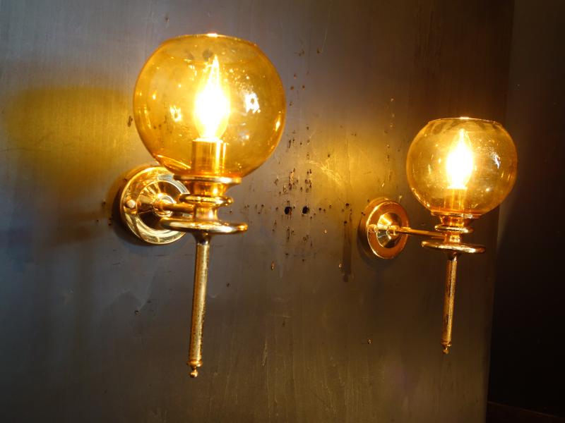 レトロオレンジガラスシェードウォールランプ　LCB 0641（2）