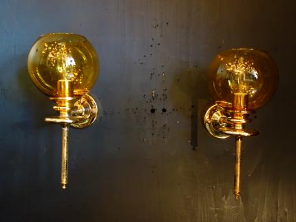 レトロオレンジガラスシェードウォールランプ　LCB 0641（C2）