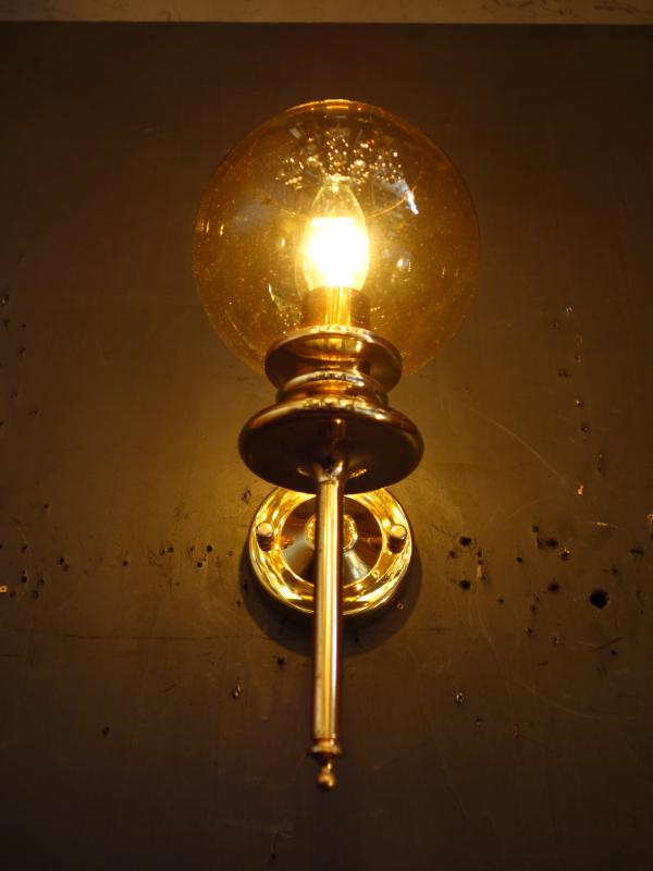 アンバーガラスシェード　ゴールドウォールランプ 昭和レトロ照明　LCB 0642（3）