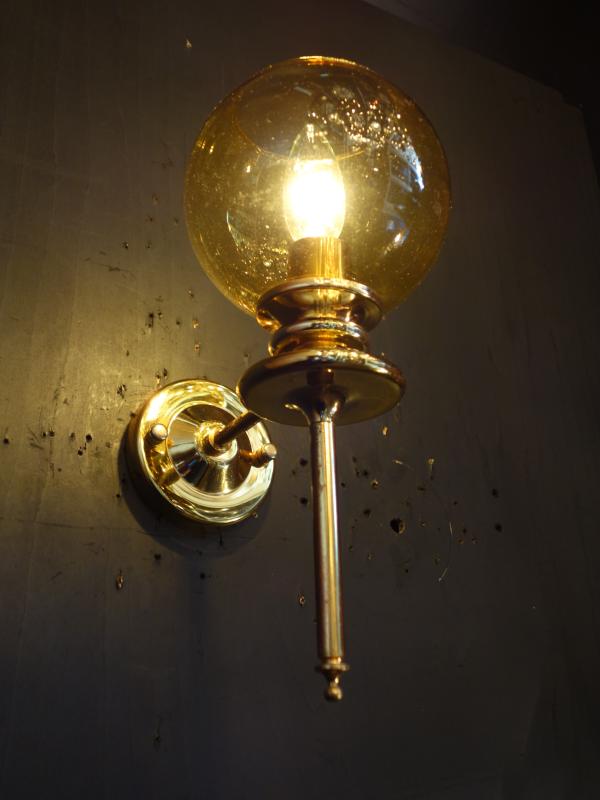 アンバーガラスシェード　ゴールドウォールランプ 昭和レトロ照明　LCB 0642（4）