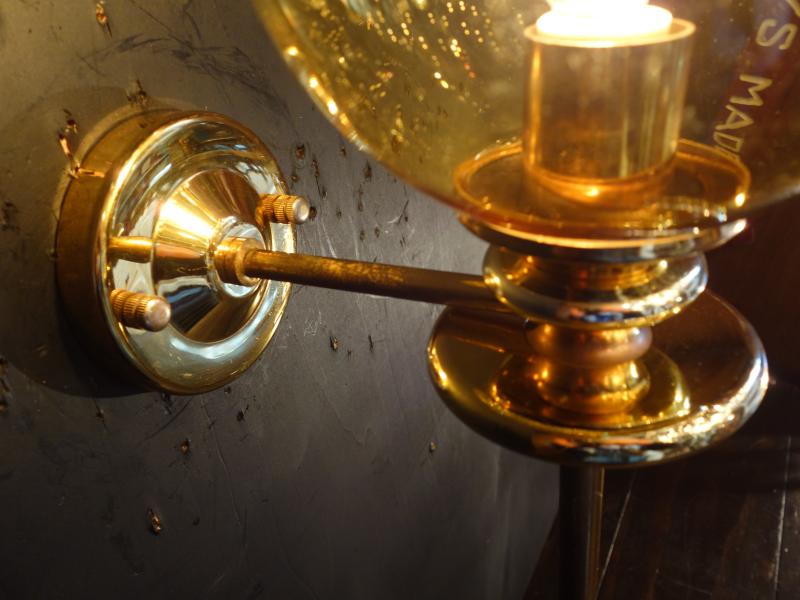 アンバーガラスシェード　ゴールドウォールランプ 昭和レトロ照明　LCB 0642（5）