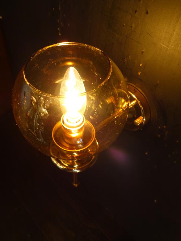 アンバーガラスシェード　ゴールドウォールランプ 昭和レトロ照明　LCB 0642（6）