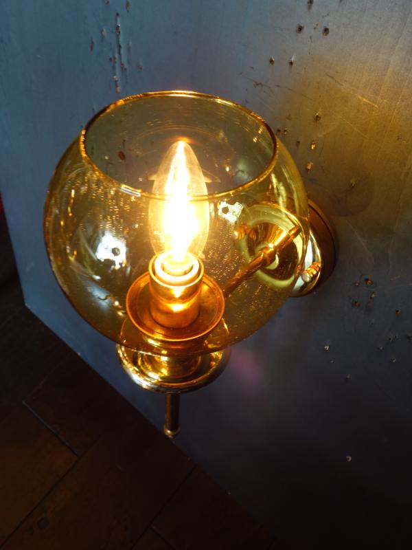 アンバーガラスシェード　ゴールドウォールランプ 昭和レトロ照明　LCB 0642（7）