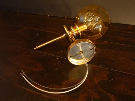 アンバーガラスシェード　ゴールドウォールランプ 昭和レトロ照明　LCB 0642（C1）