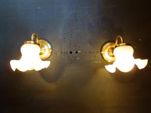 French frilled glass shade wall lamp 1灯 2P SET