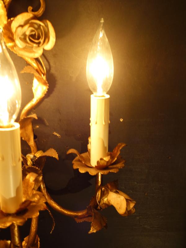 ゴールドリーフお花つきウォールランプペア　LCB 0656（6）