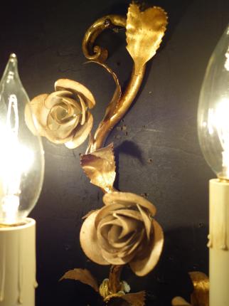 ゴールドリーフお花つきウォールランプペア　LCB 0656（C3）