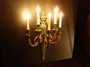 Spanish brass & green marble wall lamp 5灯