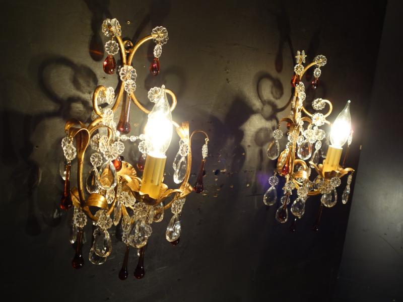 ゴールドリーフクリスタル付きウォールランプ　LCB 0659（2）