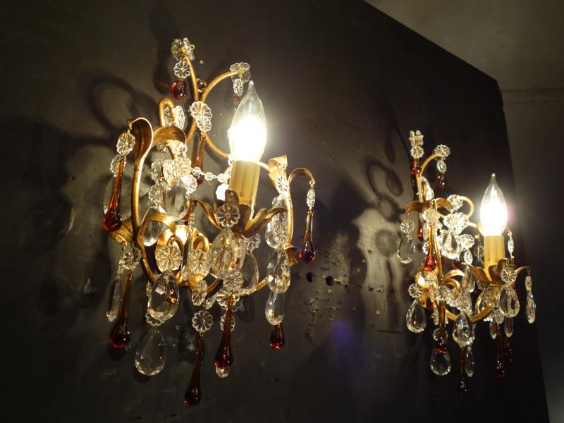 ゴールドリーフクリスタル付きウォールランプ　LCB 0659（4）