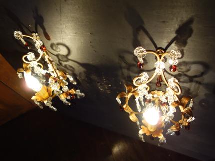 ゴールドリーフクリスタル付きウォールランプ　LCB 0659（C4）