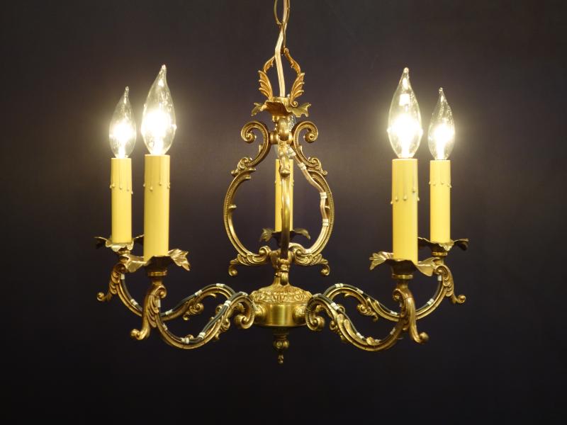 French brass cage chandelier 5灯
