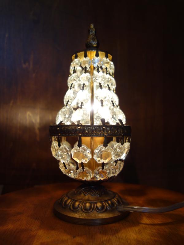 ビンテージ洋梨型テーブルランプ　卓上クリスタルシャンデリア　LCT 0227（2）