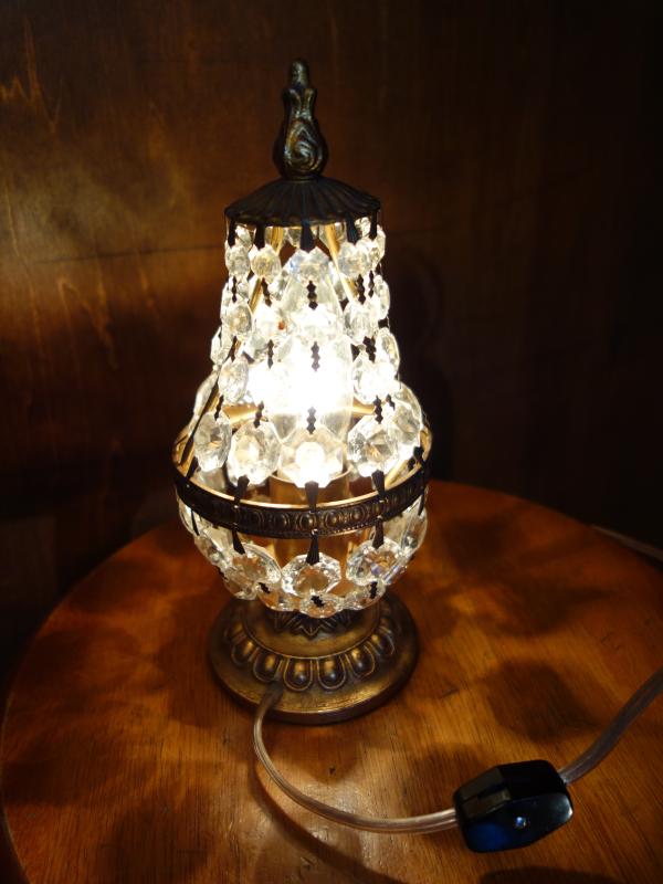 ビンテージ洋梨型テーブルランプ　卓上クリスタルシャンデリア　LCT 0227（3）