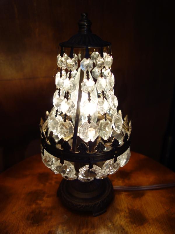 ビンテージ洋梨型テーブルランプ　卓上クリスタルシャンデリア　LCT 0228（2）