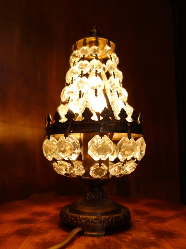 ビンテージ洋梨型テーブルランプ　卓上クリスタルシャンデリア　LCT 0228（4）