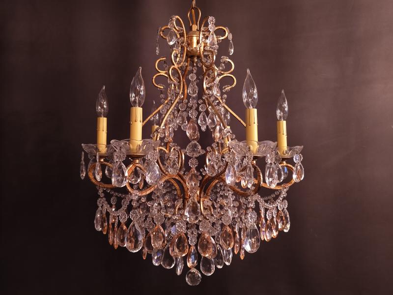 ゴールドリーフ　フレンチシャンデリア　8灯　インテリア照明　リビング照明　吹き抜け　LFH 0063/6/almond rose（2）