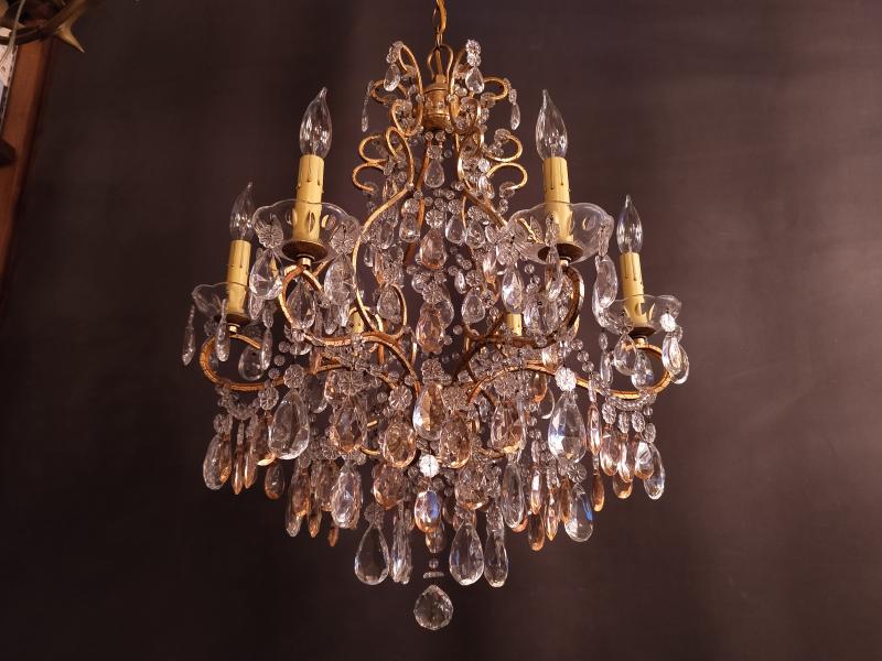 ゴールドリーフ　フレンチシャンデリア　8灯　インテリア照明　リビング照明　吹き抜け　LFH 0063/6/almond rose（3）