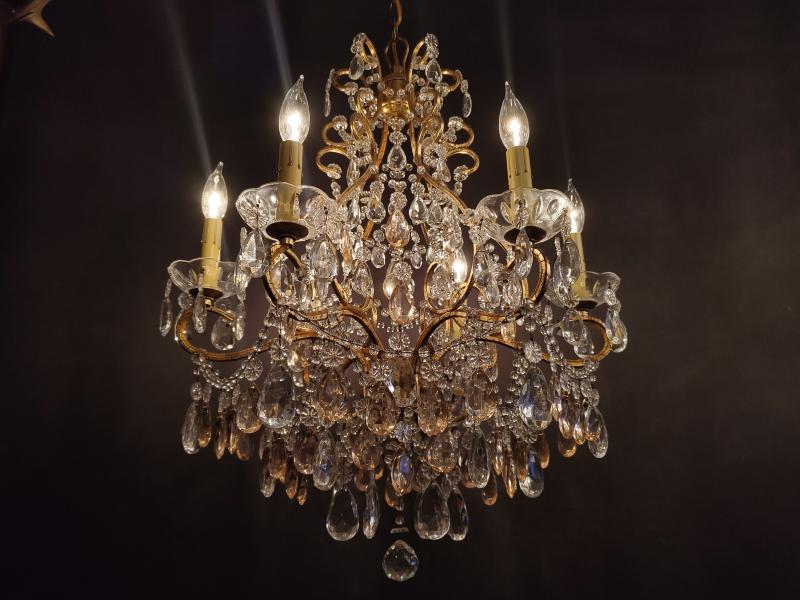 ゴールドリーフ　フレンチシャンデリア　8灯　インテリア照明　リビング照明　吹き抜け　LFH 0063/6/almond rose（4）