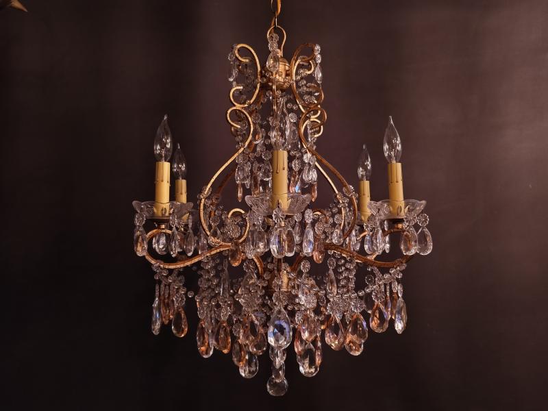 ゴールドリーフ　フレンチシャンデリア　8灯　インテリア照明　リビング照明　吹き抜け　LFH 0063/6/almond rose（6）
