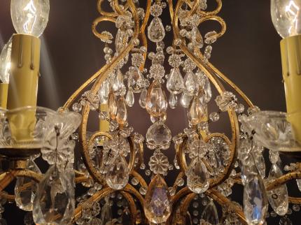 ゴールドリーフ　フレンチシャンデリア　8灯　インテリア照明　リビング照明　吹き抜け　LFH 0063/6/almond rose（C1）