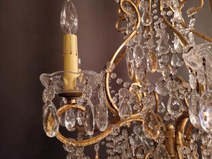 ゴールドリーフ　フレンチシャンデリア　8灯　インテリア照明　リビング照明　吹き抜け　LFH 0063/6/almond rose（C2）