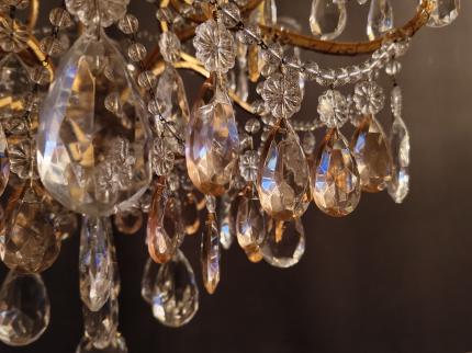 ゴールドリーフ　フレンチシャンデリア　8灯　インテリア照明　リビング照明　吹き抜け　LFH 0063/6/almond rose（C3）