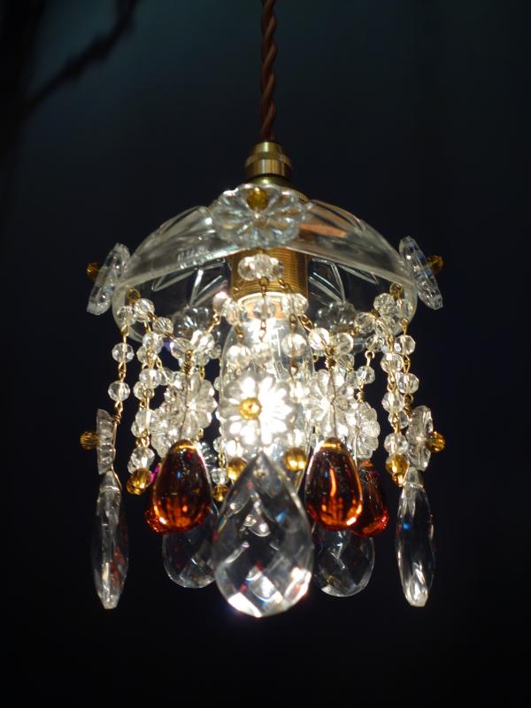ペンダントライト　アンティーク・ヴィンテージ　LCH 1276　Czechoslovak crystal pendant lamp 1灯（2）