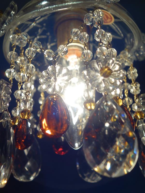 ペンダントライト　アンティーク・ヴィンテージ　LCH 1276　Czechoslovak crystal pendant lamp 1灯（3）