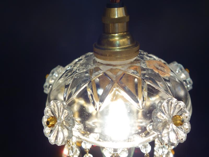 ペンダントライト　アンティーク・ヴィンテージ　LCH 1276　Czechoslovak crystal pendant lamp 1灯（5）