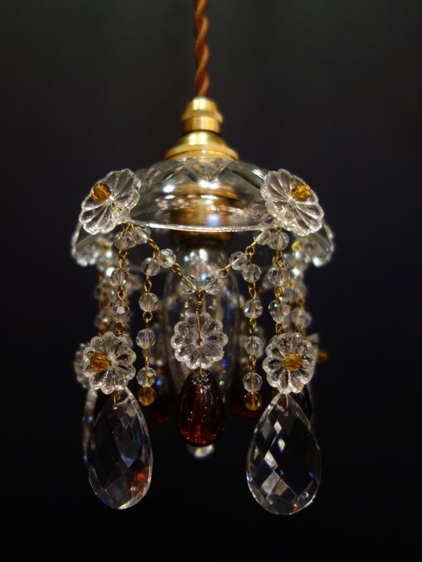 ペンダントライト　アンティーク・ヴィンテージ　LCH 1276　Czechoslovak crystal pendant lamp 1灯（6）