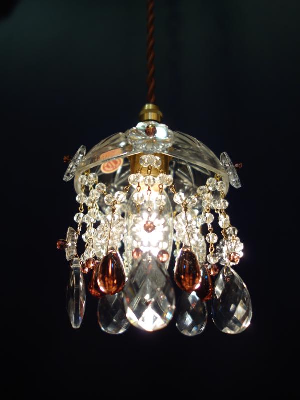 ペンダントライト　アンティーク・ヴィンテージ　LCH 1277　Czechoslovak crystal pendant lamp 1灯（2）