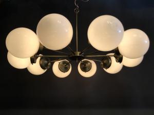 White glass shade chandelier 10灯