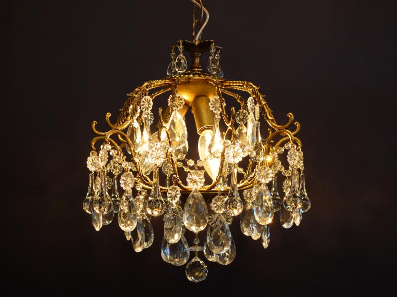 French brass cage chandelier 3灯