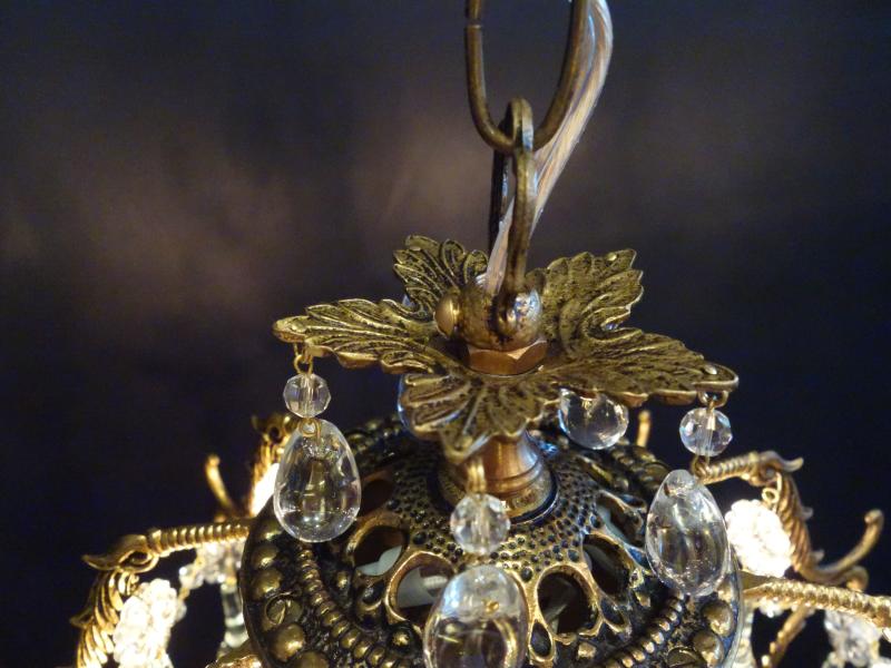 シャンデリア　アンティーク・ヴィンテージ　LCH 1281　French brass cage chandelier 3灯（3）