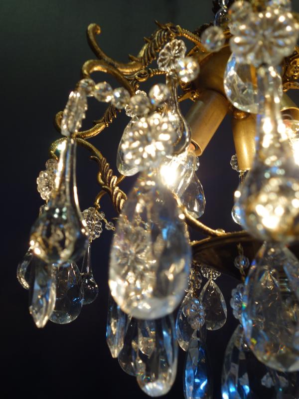 シャンデリア　アンティーク・ヴィンテージ　LCH 1281　French brass cage chandelier 3灯（5）